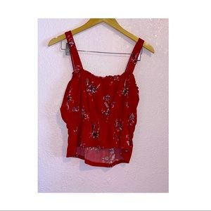 Arizona Jeans Co Red Floral Crop Top
